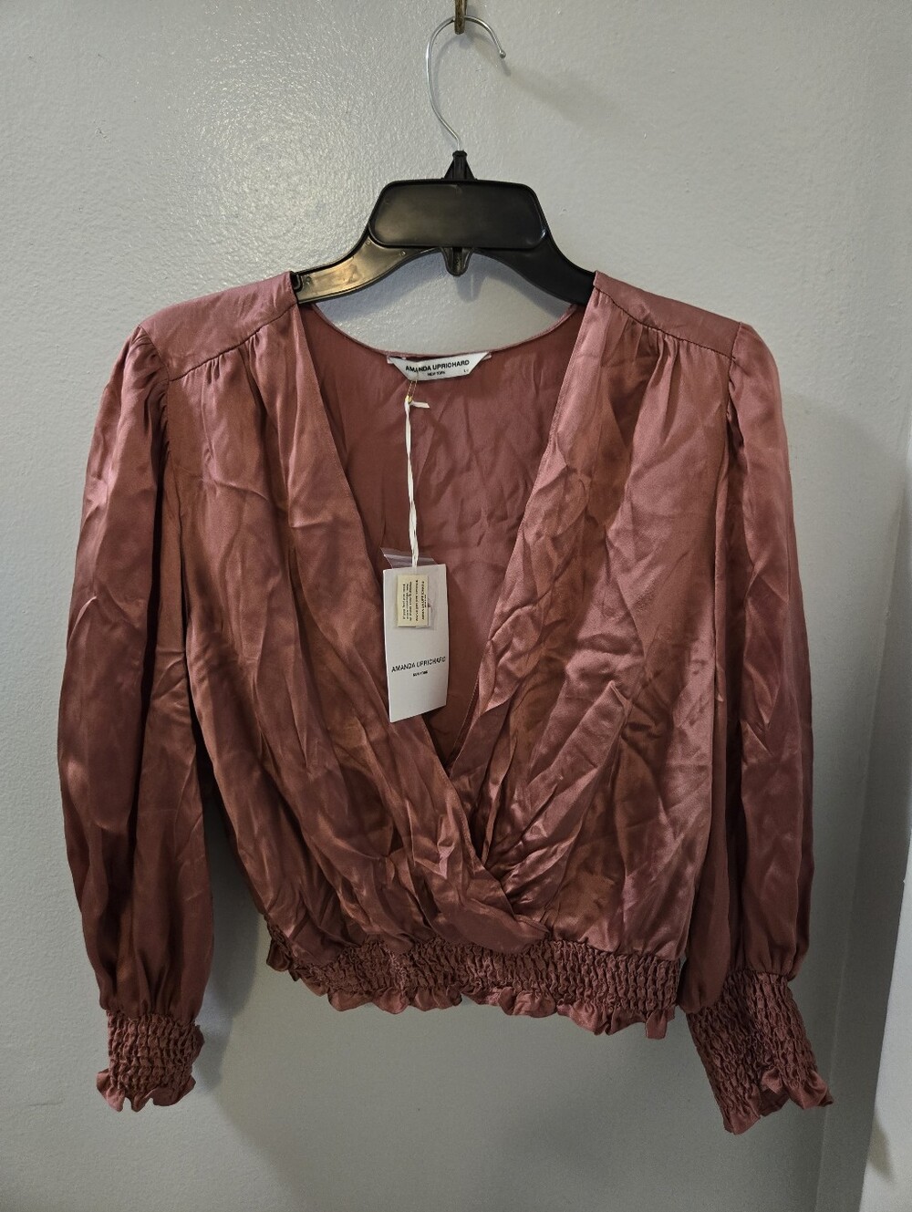 Amanda Uprichard Rose Mauve Wrap Blouse